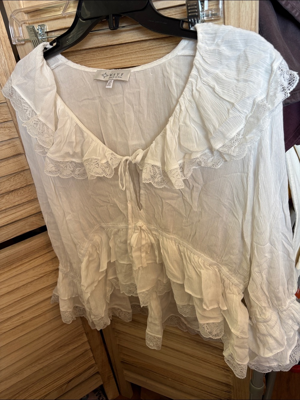 Wayf Wenchy Ruffle Lace Peplum Blouse Large